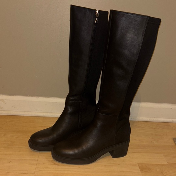 Aerosoles Gabicce Black Leather Knee-High Boots 9 - Picture 3 of 7